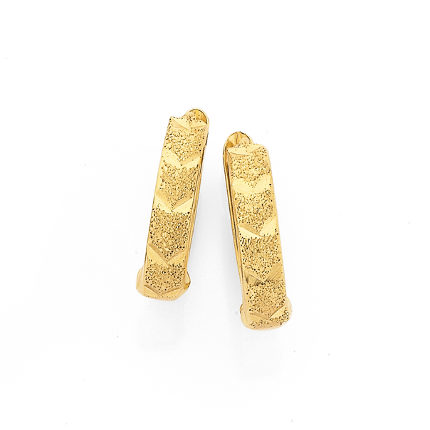 9ct Gold Diamond-cut & Stardust Huggie Earrings