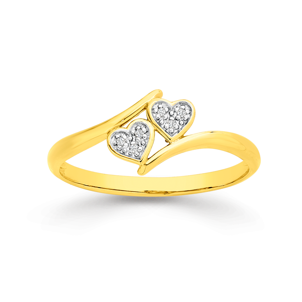Sukai Jewels Fashionable Double Heart Design Diamond Ring for Women and  Girls