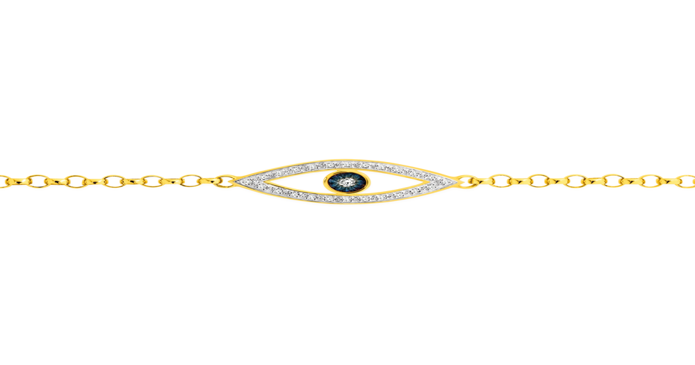 9ct Gold Diamond Evil Eye Id Bracelet Prouds