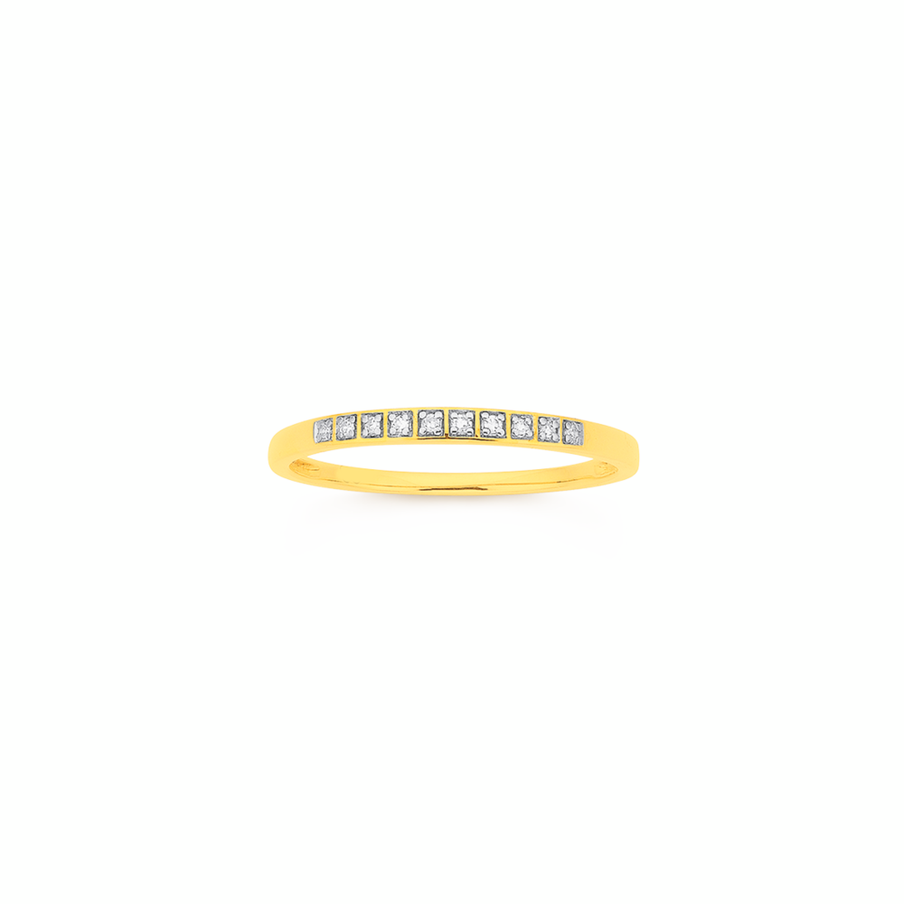 9ct Gold Diamond Fine Bar Band