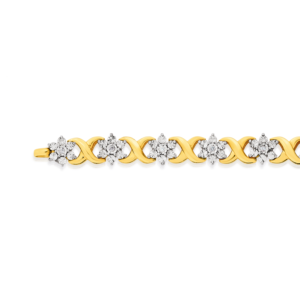 Yvonne Léon 9ct Gold Multi Coeur Mini Rainbow Tennis Bracelet | Liberty