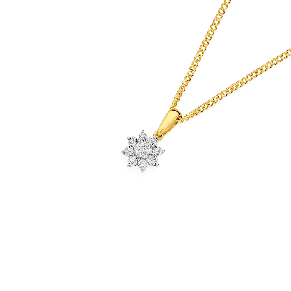 Diamond flower shop cluster necklace
