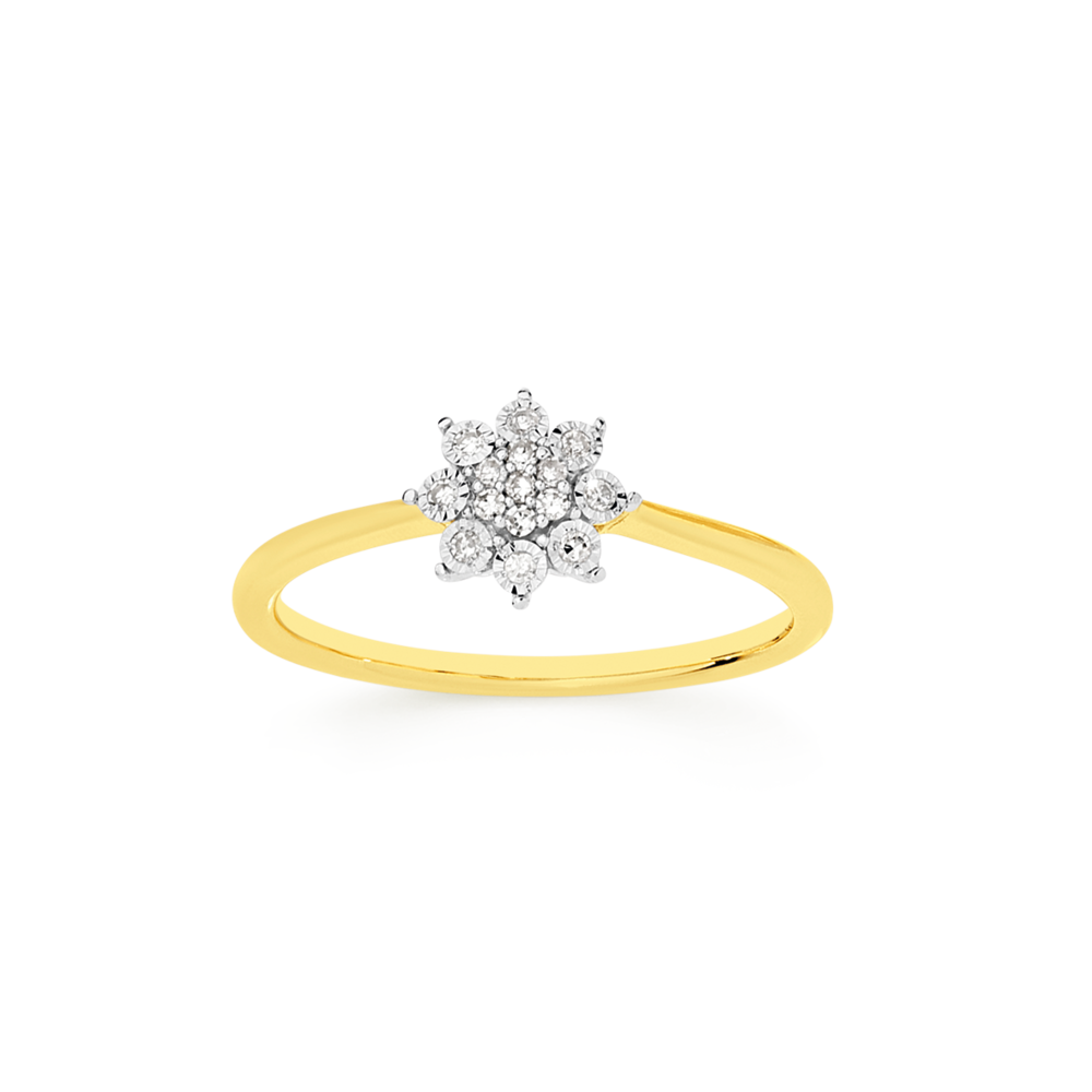 Vintage Diamond Flower Engagement Ring, Daisy Shape Diamond Cluster Ring,  0.33 ctw. Circa 1940s, 18 Carat Gold. - Addy's Vintage