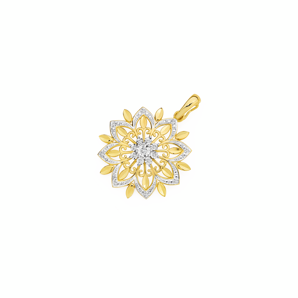 9ct Gold Diamond Flower Enhancer Pendant