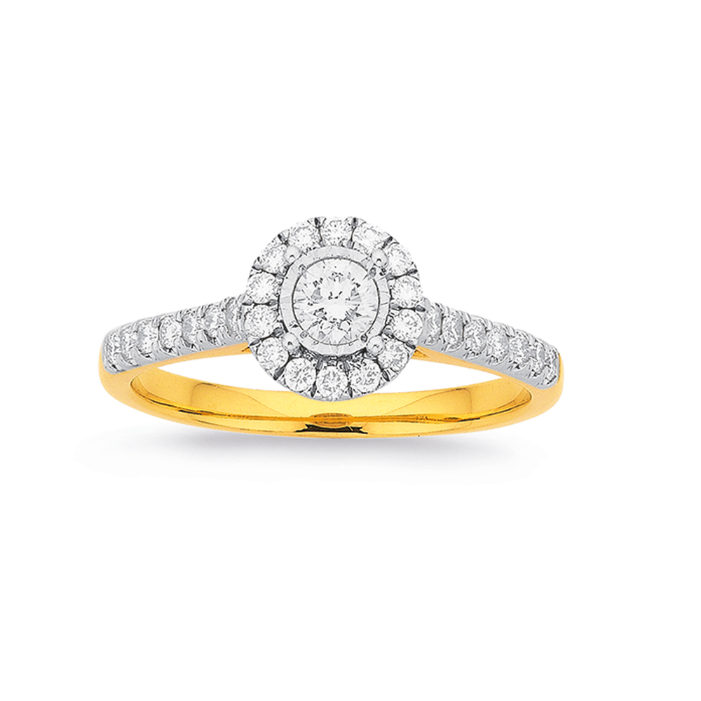 9ct Gold Diamond Cluster Bridal Set Rings Prouds The Jewellers