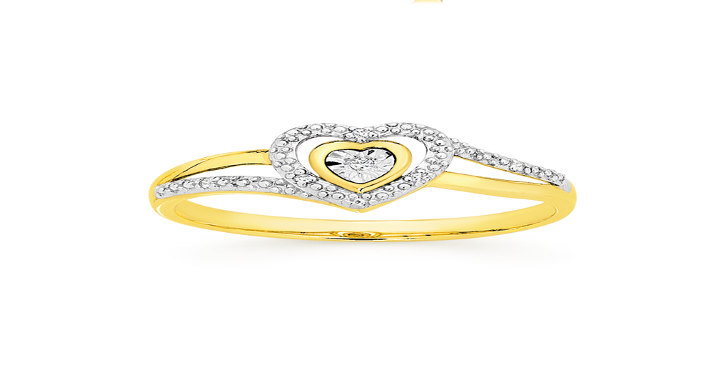 9ct Gold Diamond Heart Dress Ring | Prouds