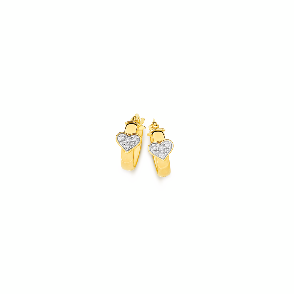 9ct Gold Diamond Heart Hoop Earrings