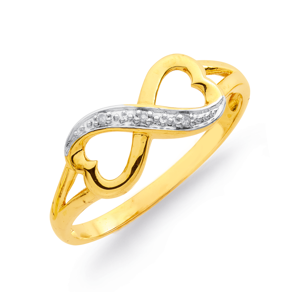 9ct Gold Diamond Heart Infinity Ring Prouds