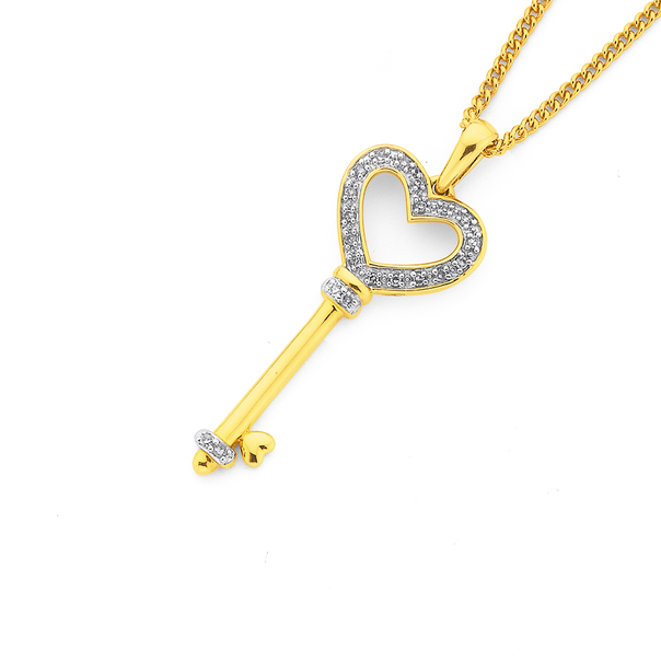 Diamond heart key pendant Clearance