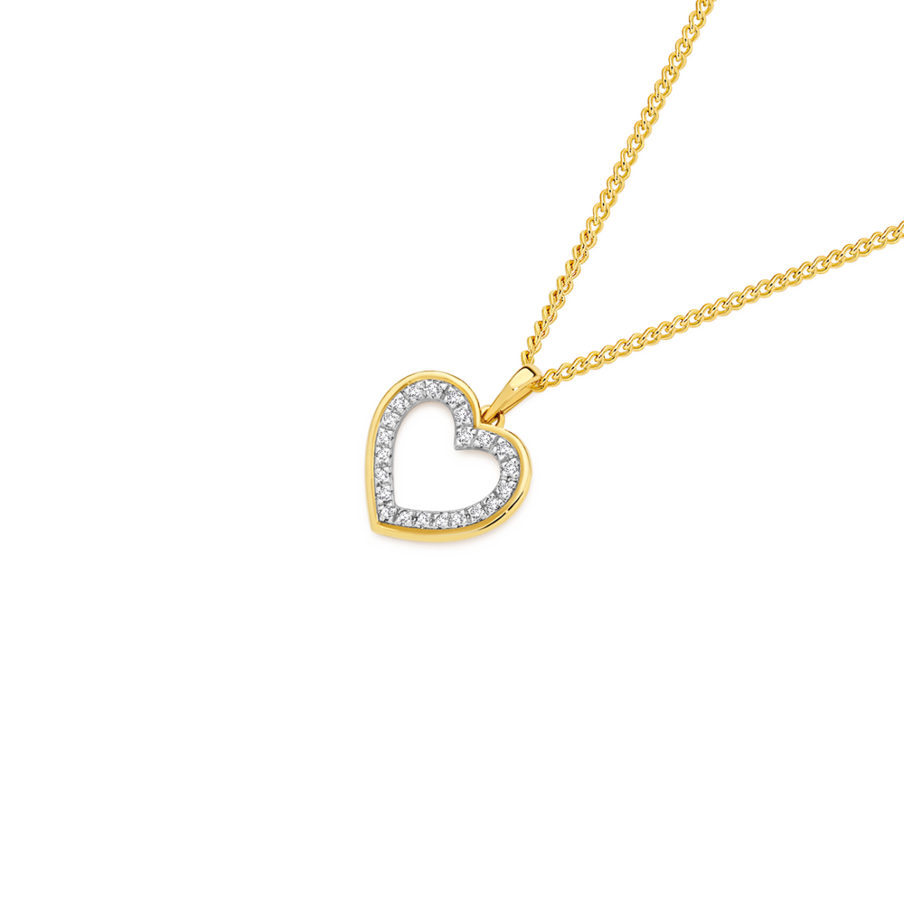 9ct Gold Diamond Heart Pendant