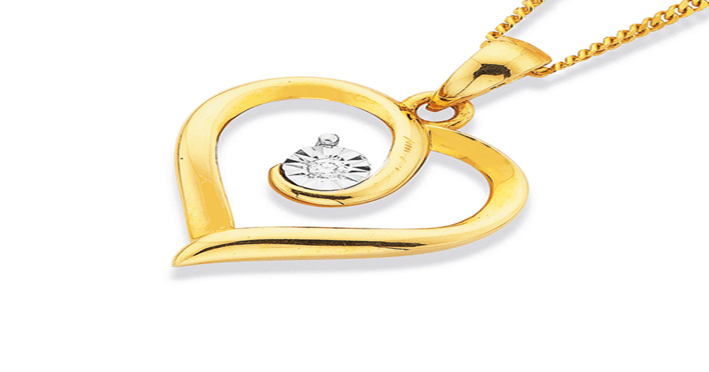 9ct Gold Diamond Heart Pendant Prouds