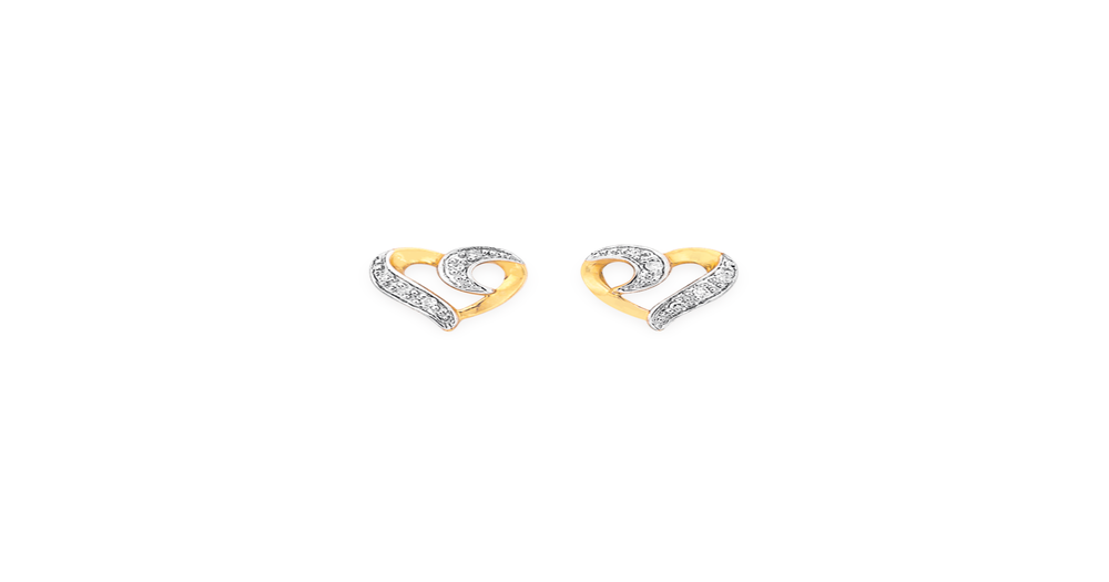 9ct Gold Diamond Heart Stud Earrings Prouds