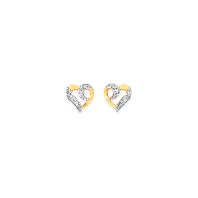 9ct Gold Diamond Heart Stud Earrings Prouds