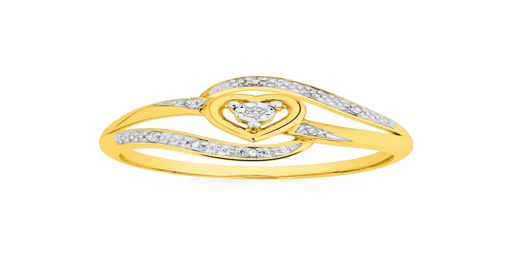 9ct Gold Diamond Heart Swirl Ring | Prouds