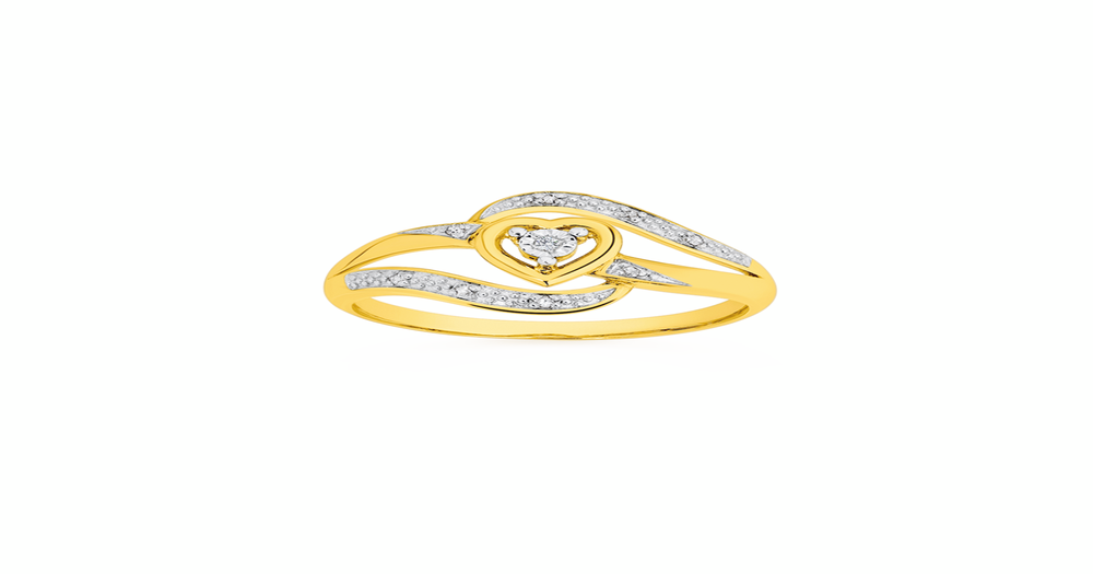 9ct Gold Diamond Heart Swirl Ring | Prouds