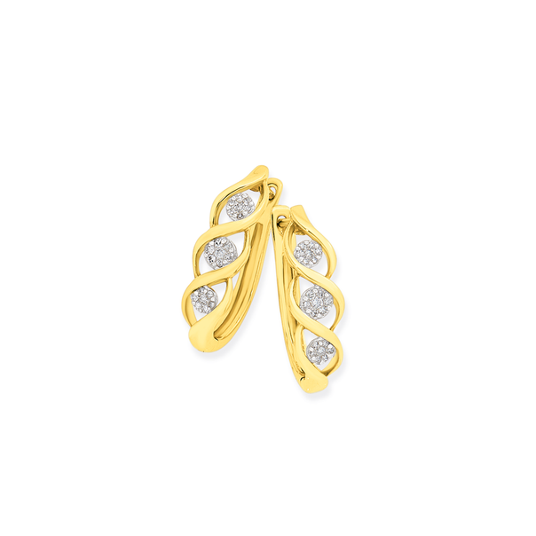 9ct Gold, Diamond Huggie Earrings