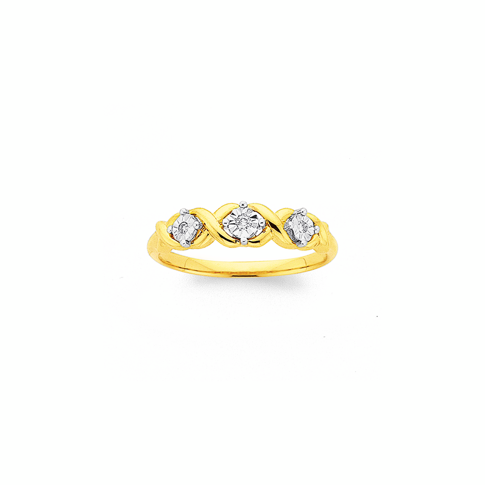 9ct Gold Diamond Hugs & Kisses Dress Ring