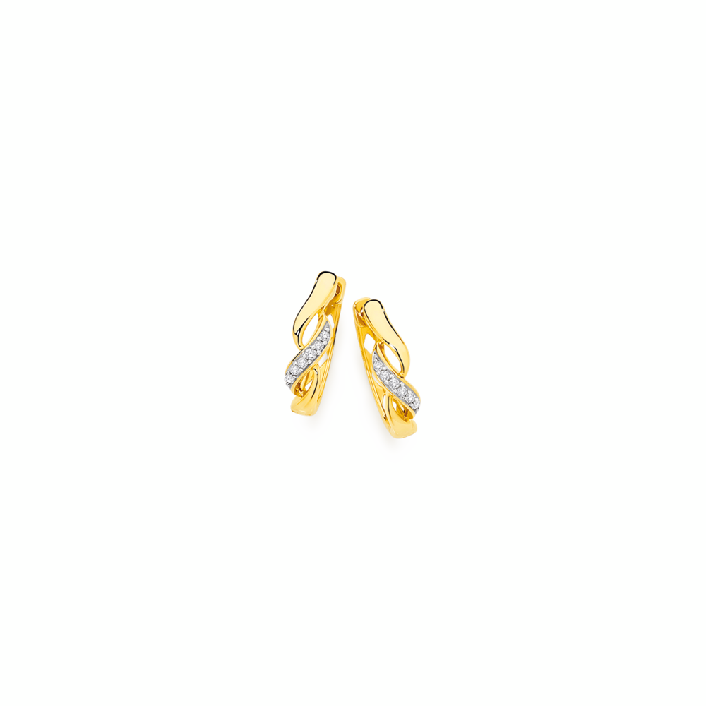 9ct Gold Diamond Infinity Huggie Earrings