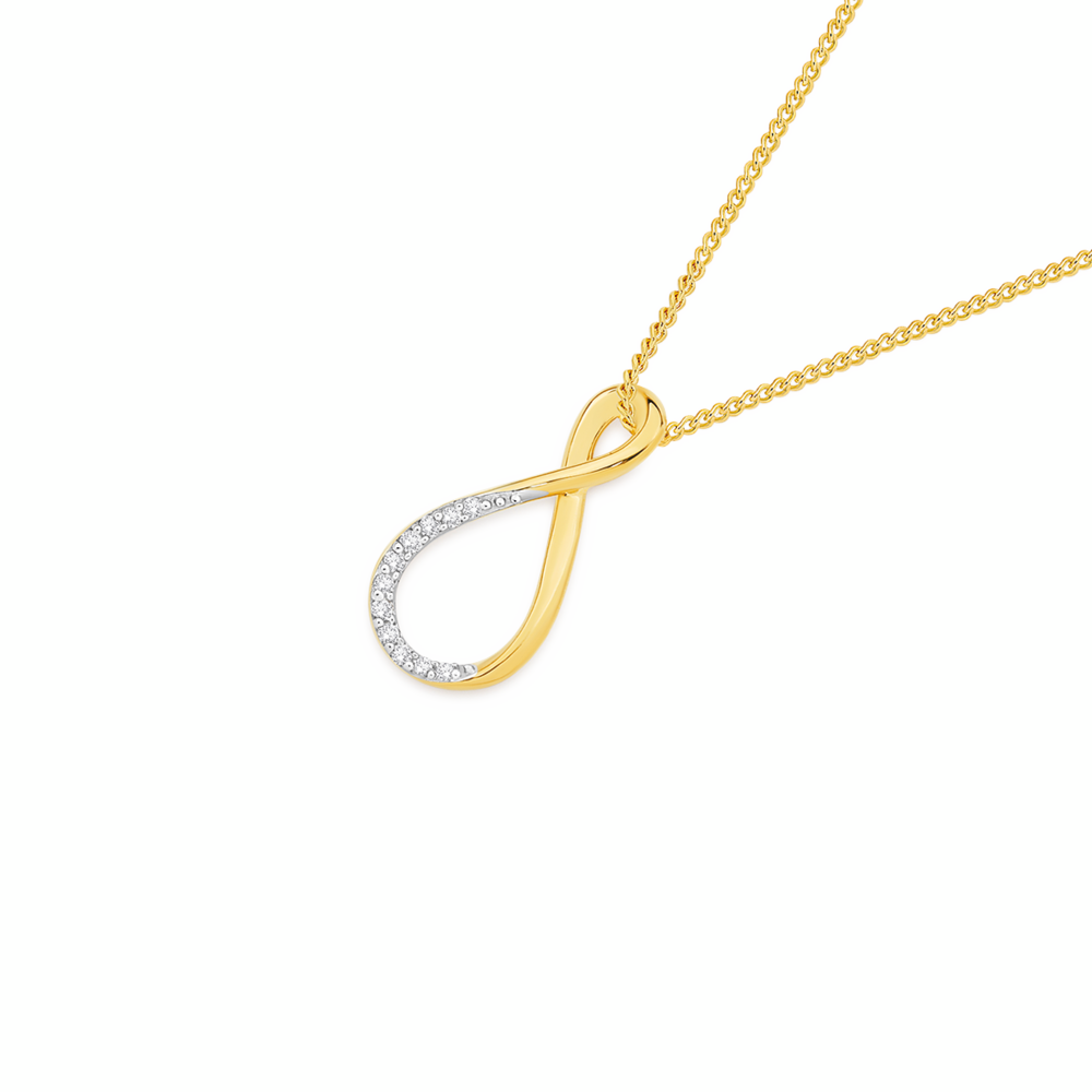 9ct Gold Diamond Infinity Twist Pendant