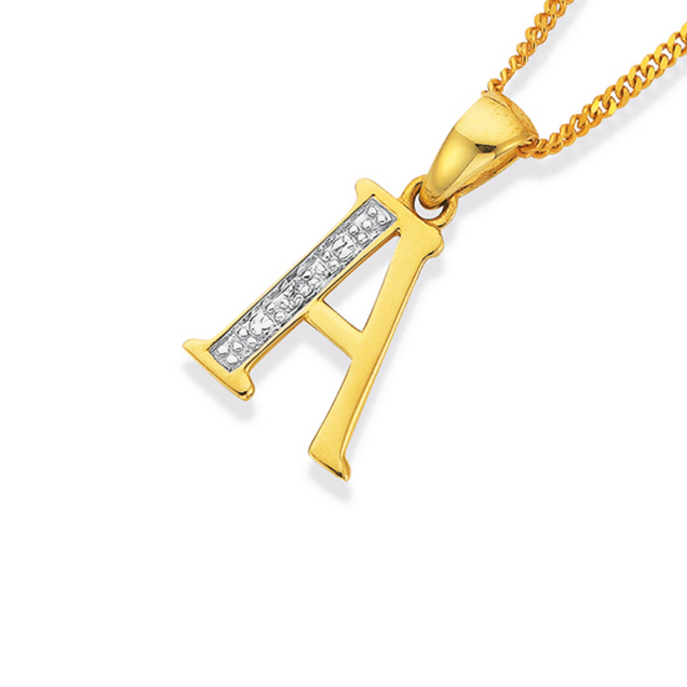 9ct Gold Diamond Initial A Pendant