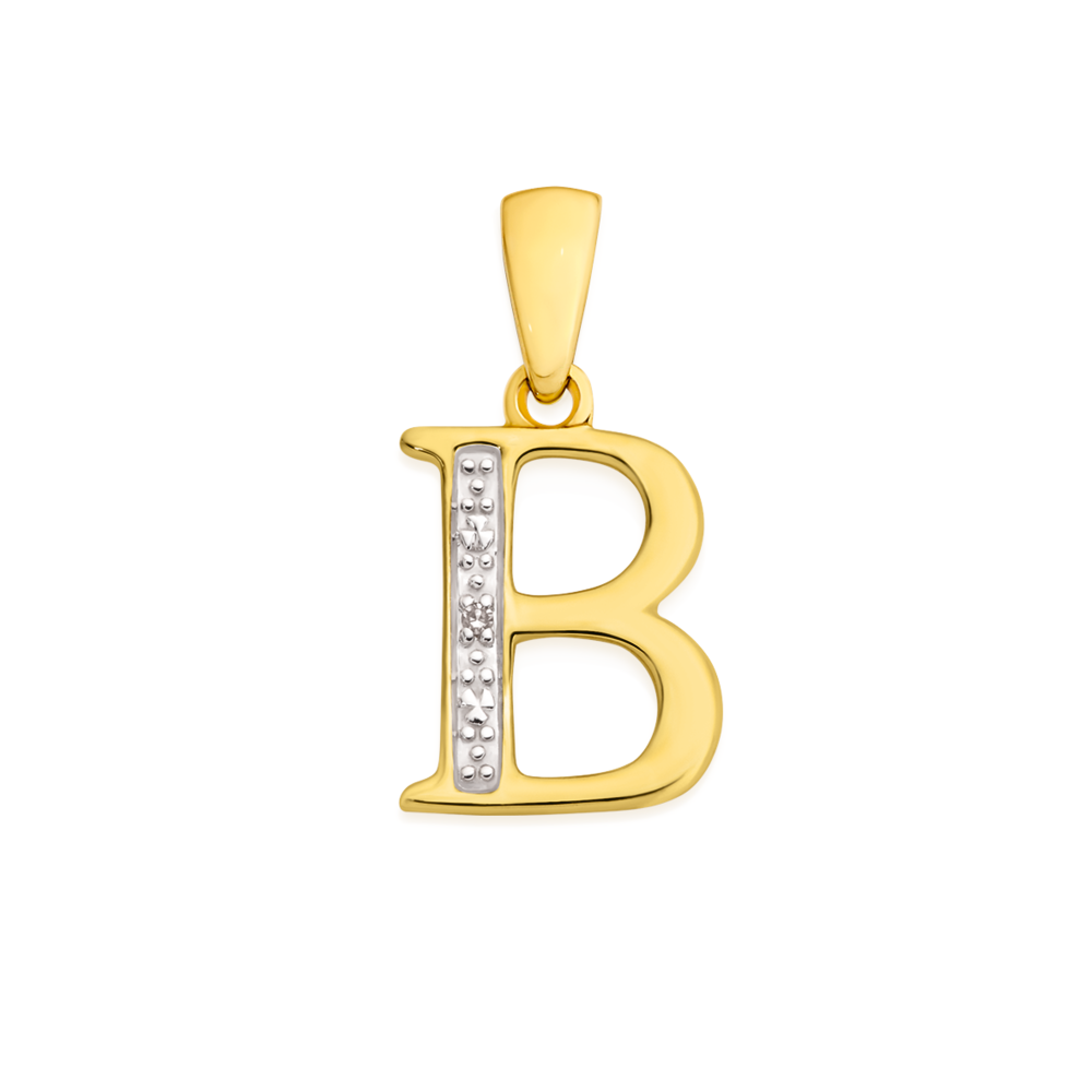 B Initial Pendant in 10kt Yellow Gold