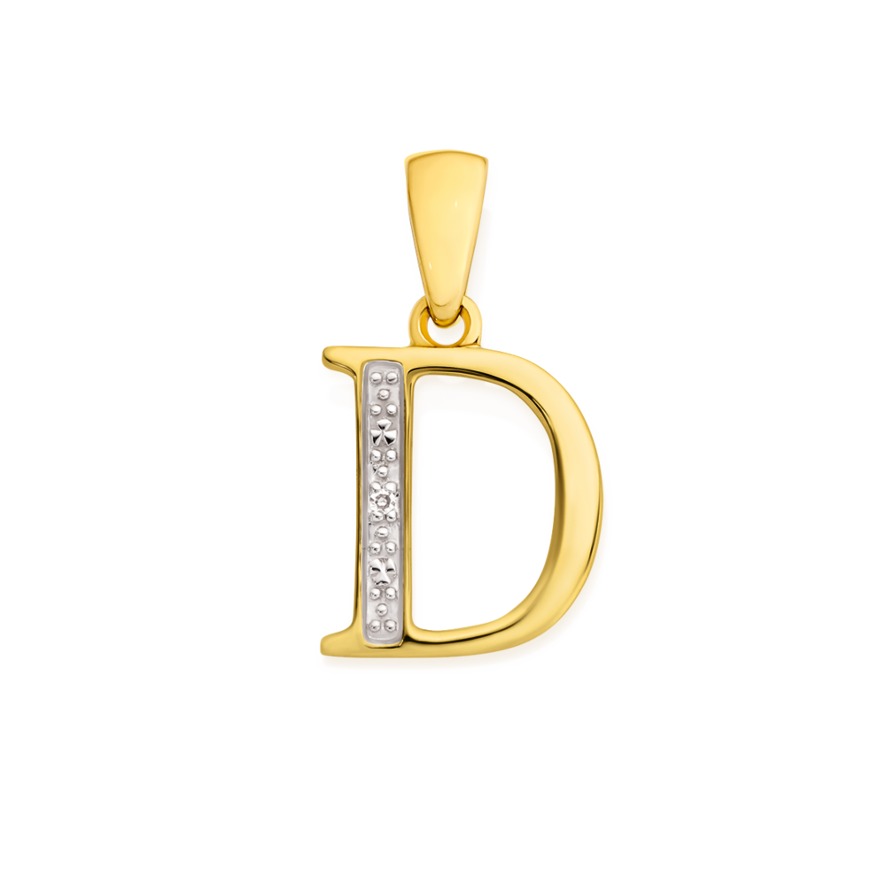 9ct Gold Diamond Initial D Pendant