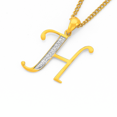 9ct Yellow Gold Diamond Initial A Pendant Necklace - London Road Jewellery 9ct Yellow Gold Diamond Initial A Pendant Necklace - London Road Jewellery