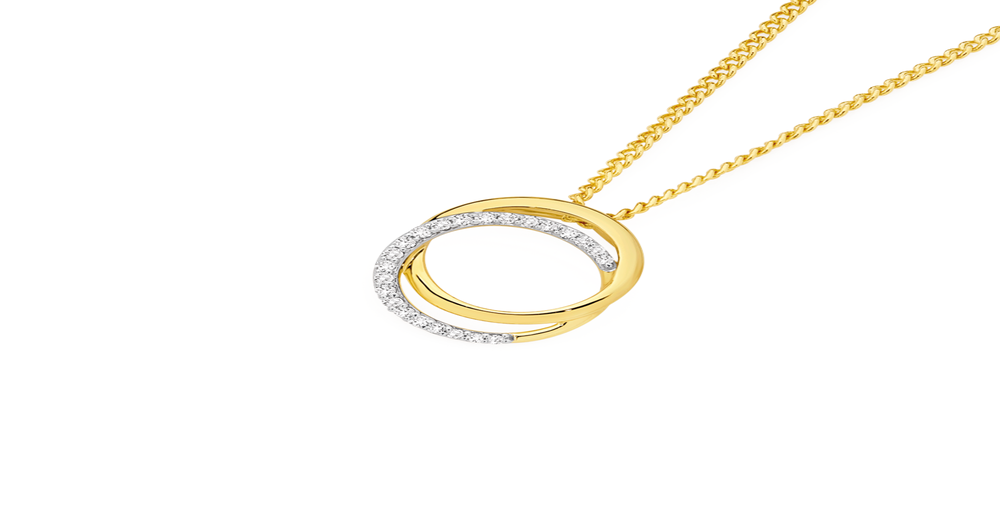 9ct Gold Diamond Interlock Circle Slider Pendant | Prouds