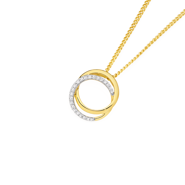 9ct Gold Diamond Interlock Circle Slider Pendant | Prouds