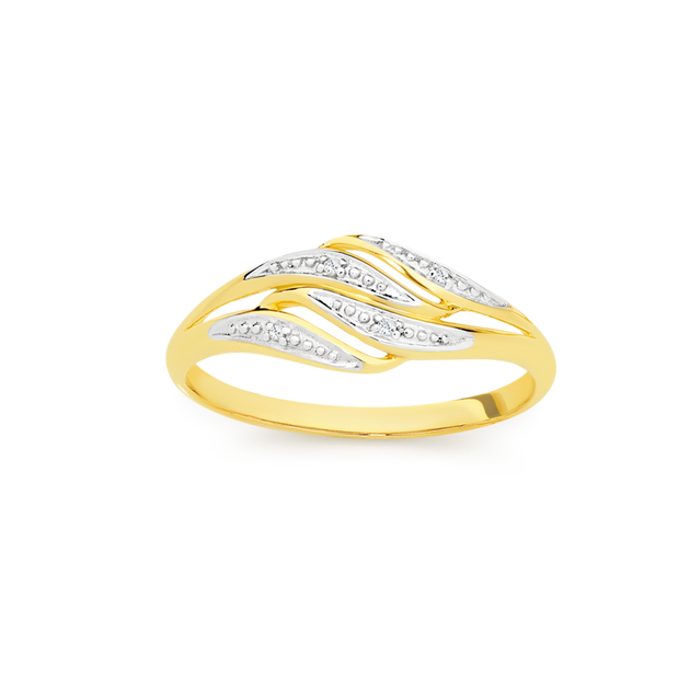 9ct Gold Diamond Multi Wave Ring | Prouds
