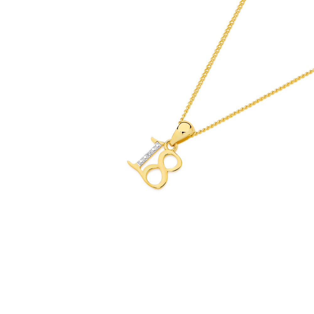 9ct Gold Diamond Number 18 Pendant