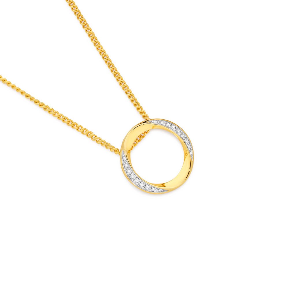 9ct Gold Diamond Open Circle Slider Pendant