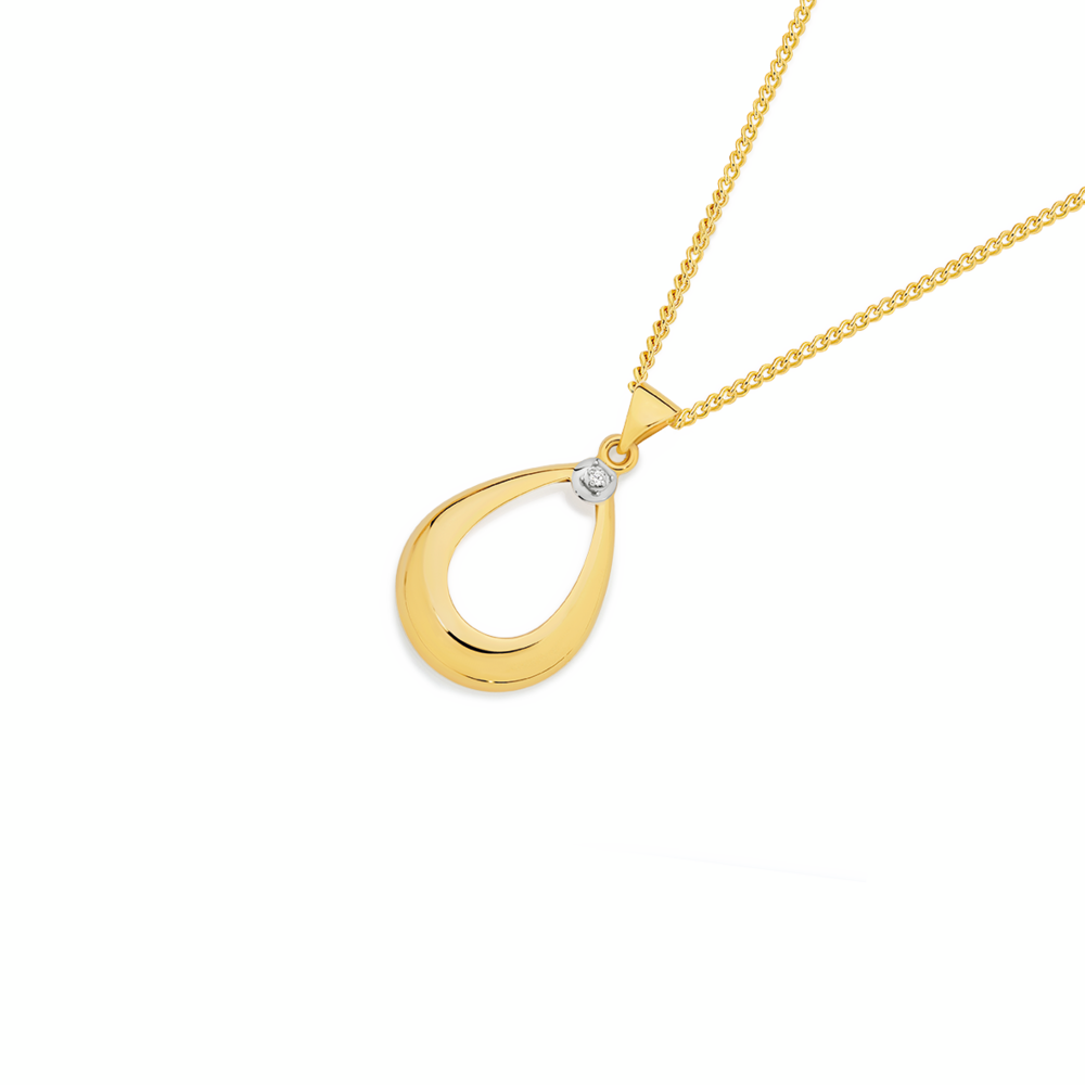 9ct Gold Diamond Pear Pendant