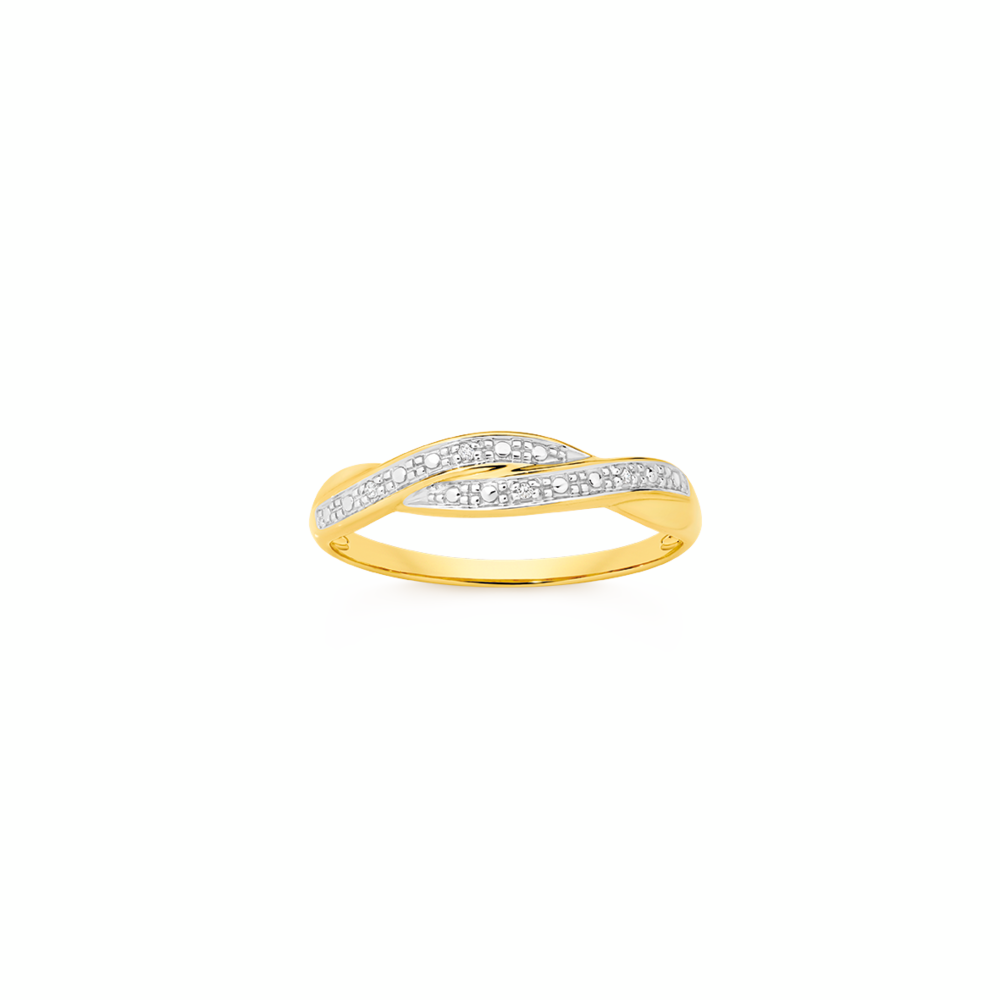 9ct Gold Diamond Plait Ring