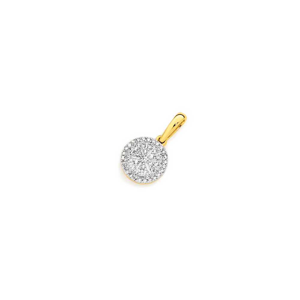 9ct Gold Diamond Round Cluster Pendant