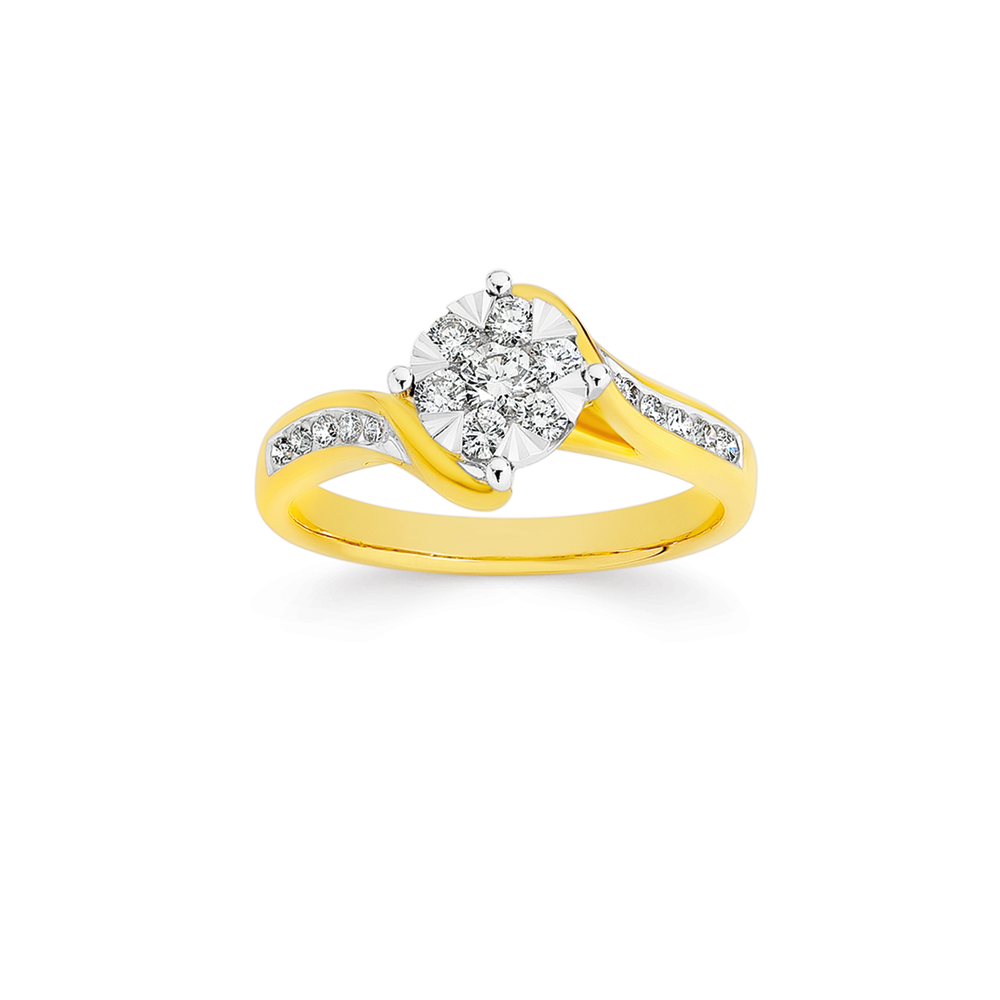 9ct Gold Diamond Round Cluster Ring Prouds