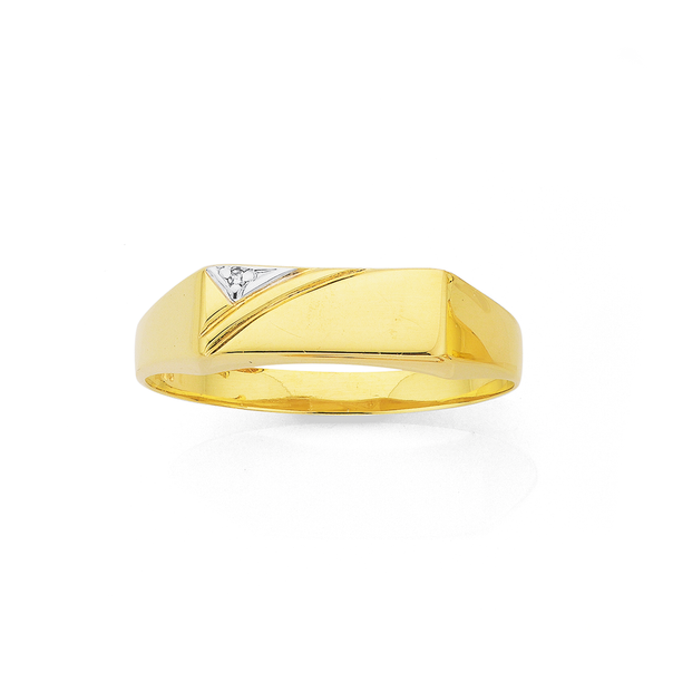 9ct Gold Diamond Set Gents Ring
