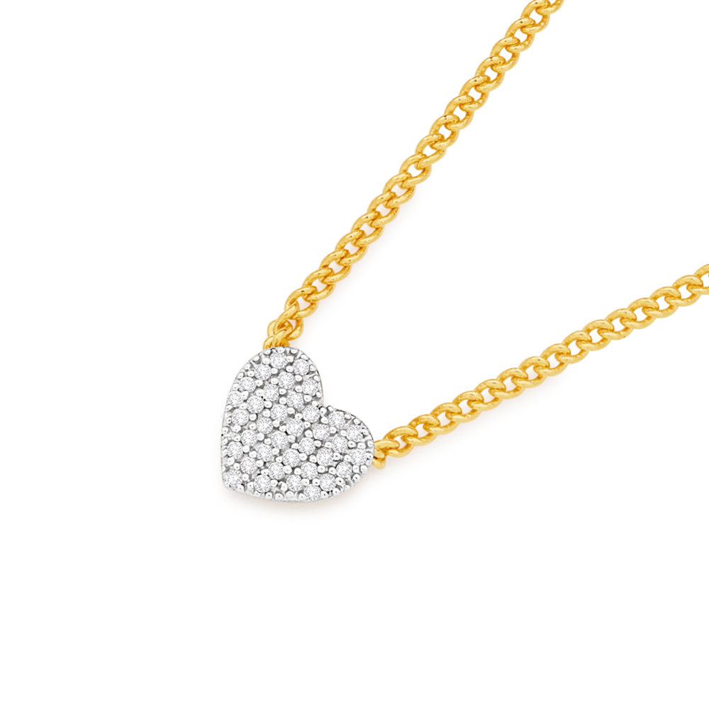 9ct Gold Diamond Small Pave Heart Pendant Prouds