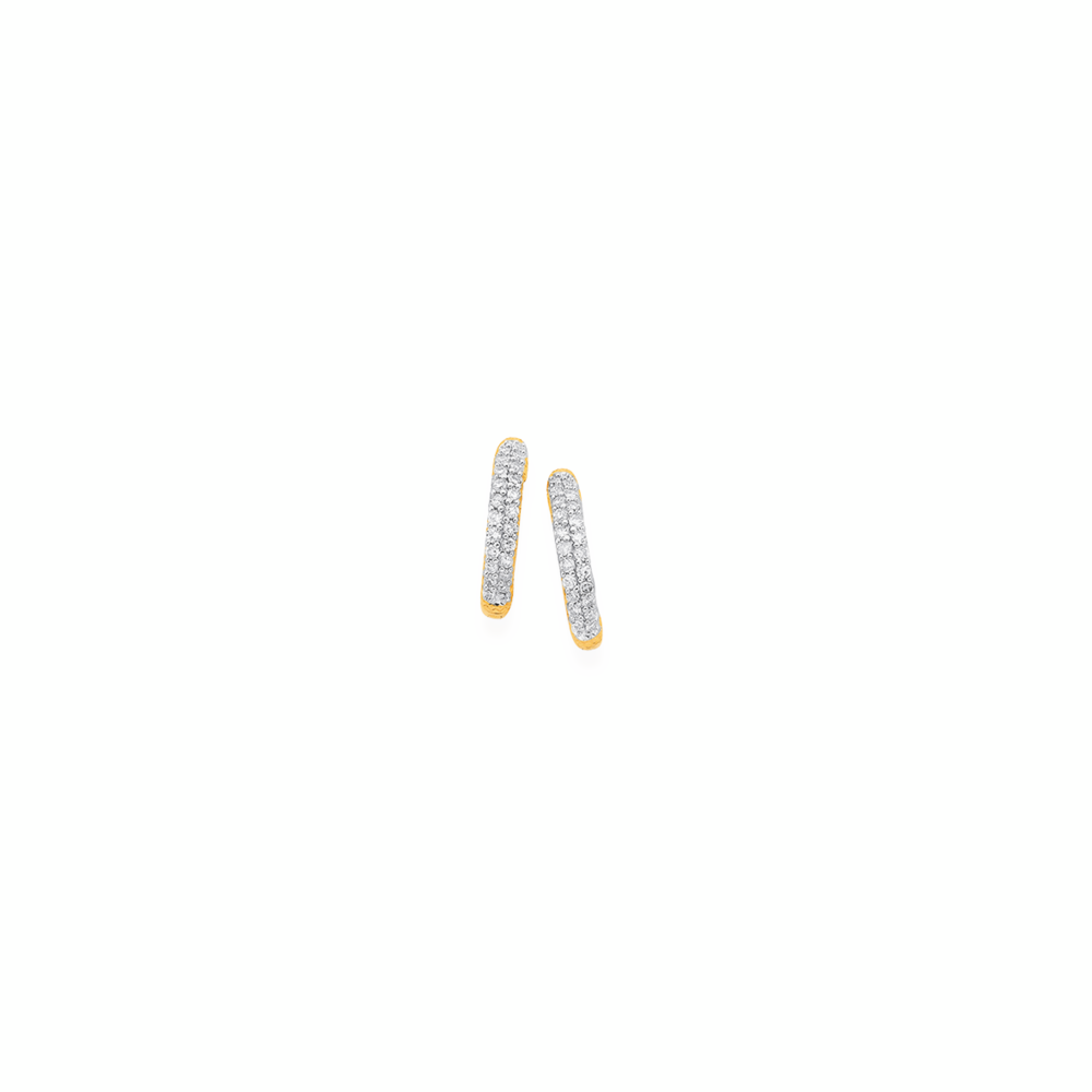 9ct Gold Diamond Small Pave Set Huggie Earrings