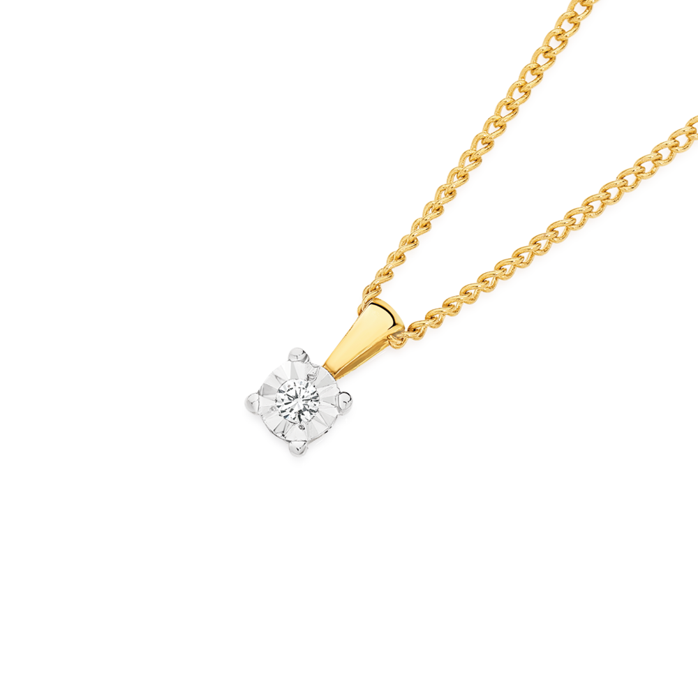 9ct Gold Diamond Solitaire Pendant Prouds
