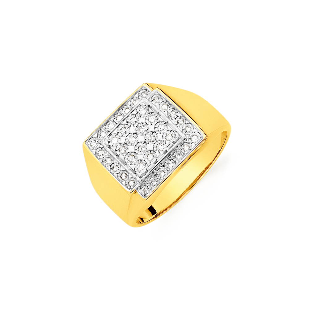 Square gold cheap diamond ring
