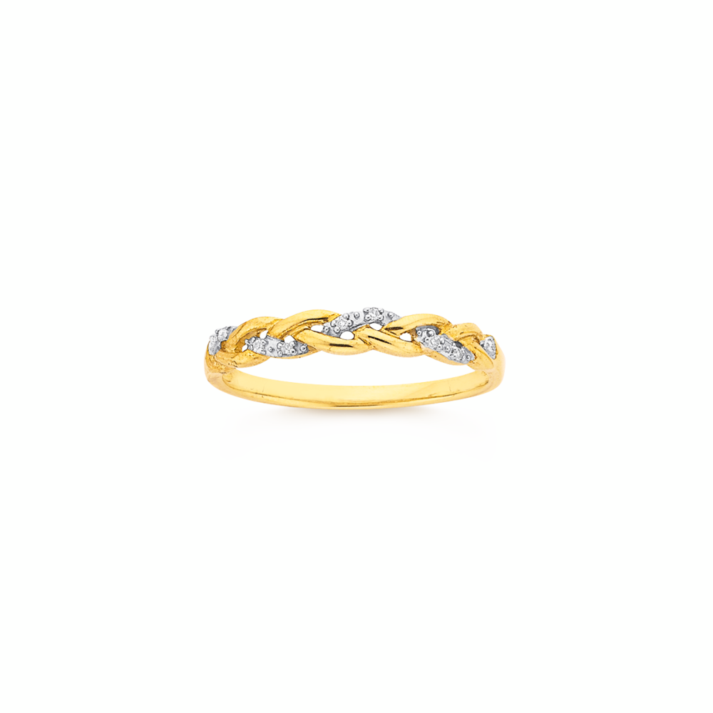 9ct Gold Diamond Stacker Ring