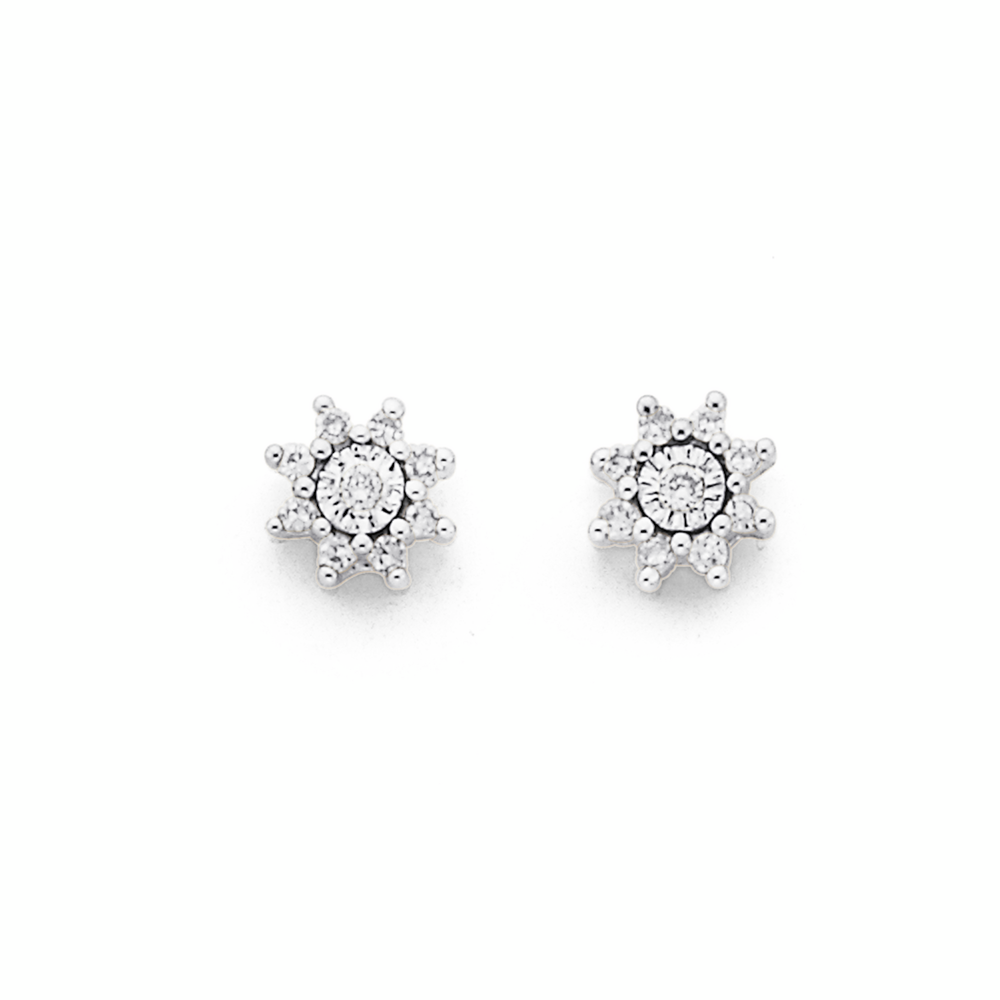 9ct Gold Diamond Star Stud Earrings