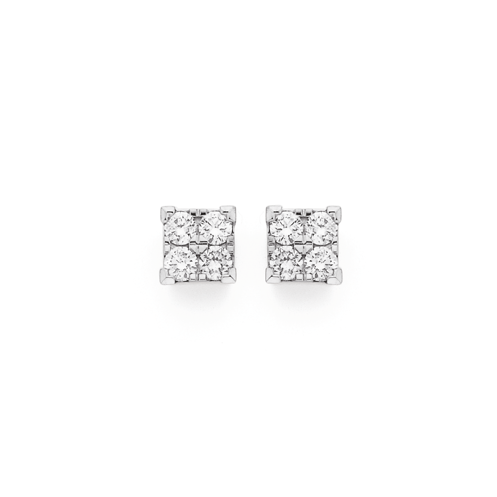 10K Yellow Gold Micro Pave Diamond Square Earrings 1.05ct - Manhattan  Jewelers