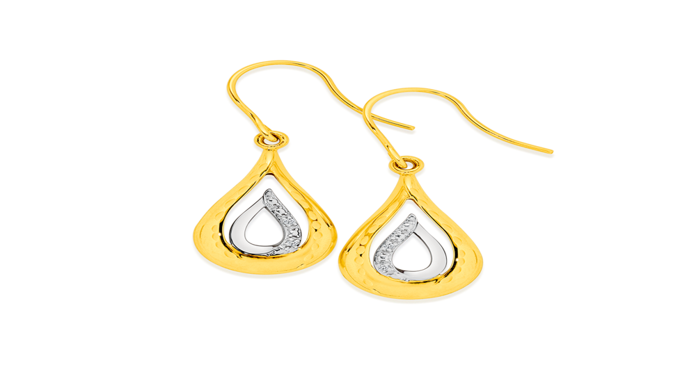 9ct Gold Diamond Teardrop Earrings Prouds