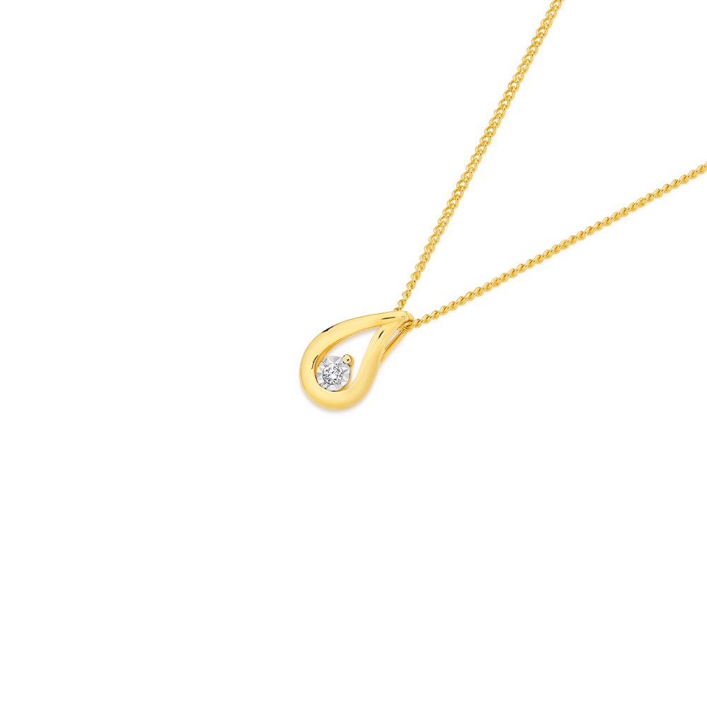 9ct Gold Diamond Teardrop Pendant
