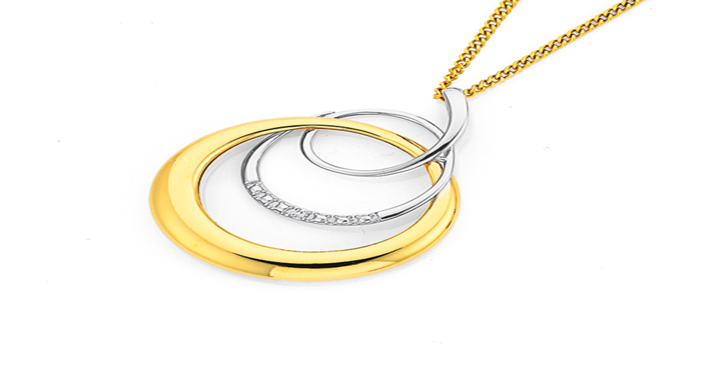 9ct Gold Diamond Triple Circle Pendant Prouds