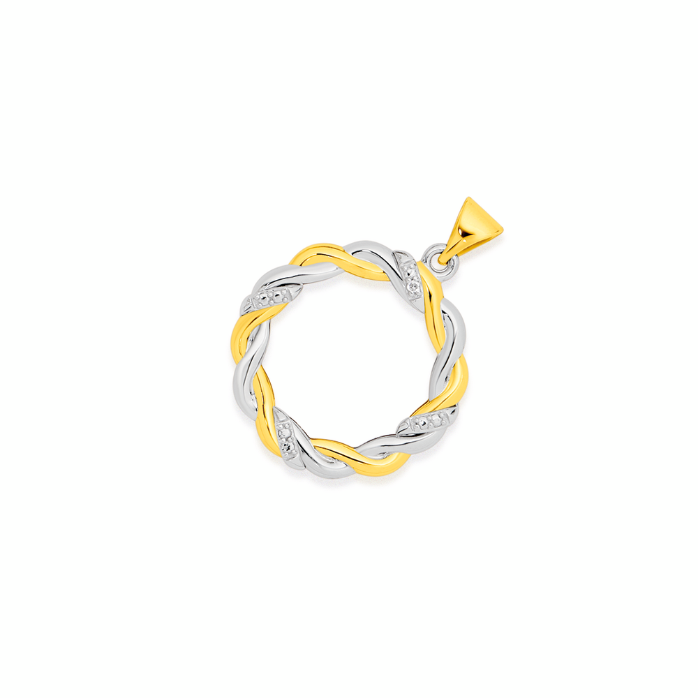 9ct Gold Diamond Twist Circle Pendant