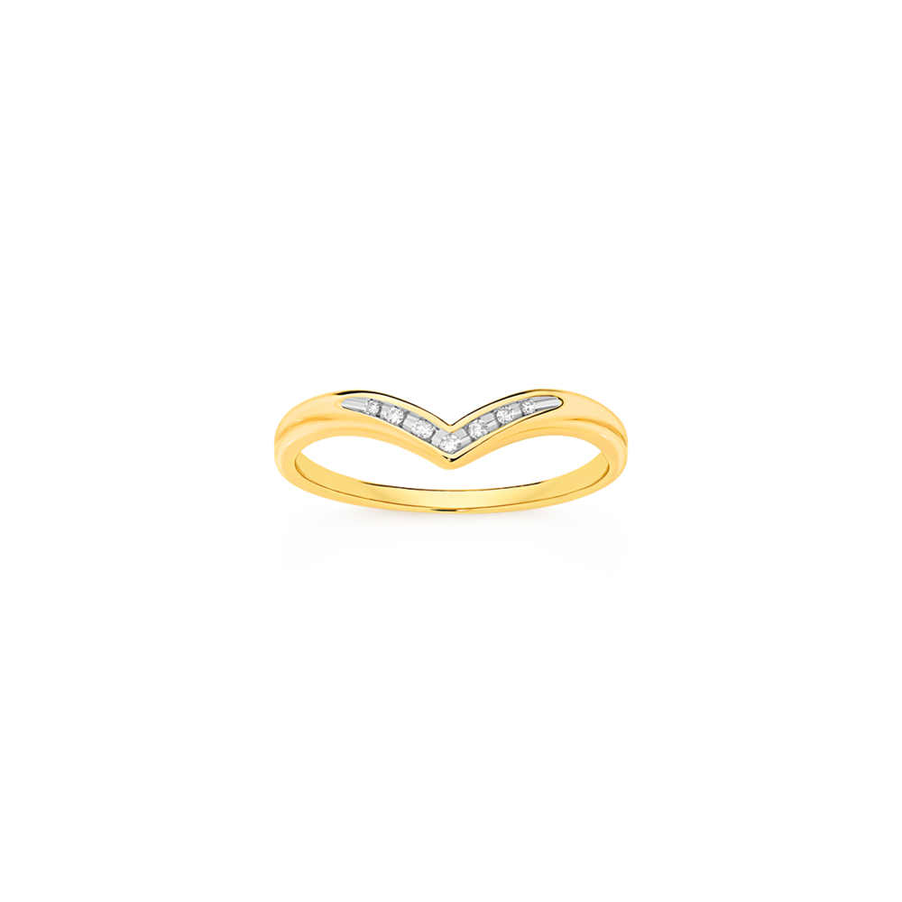 9ct Gold Diamond V Shape Ring