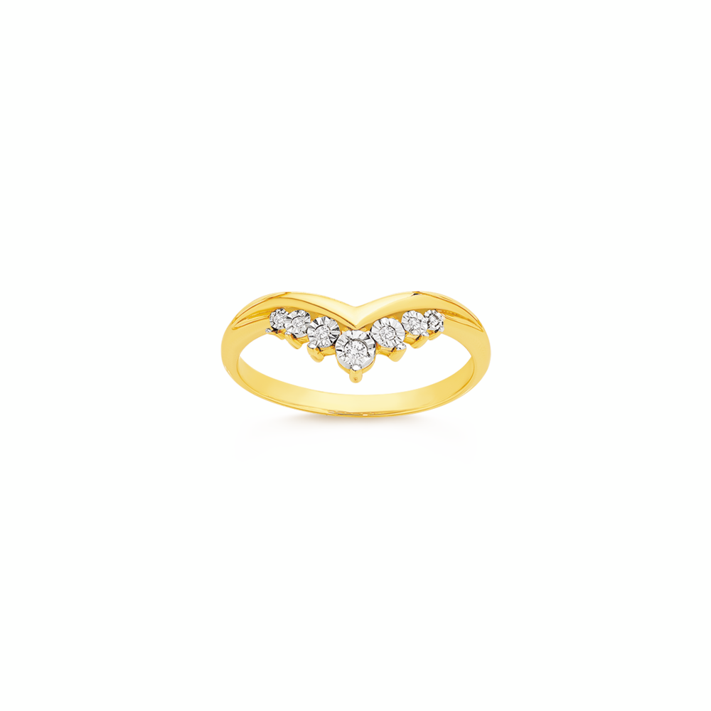 9ct Gold Diamond V Shape Ring